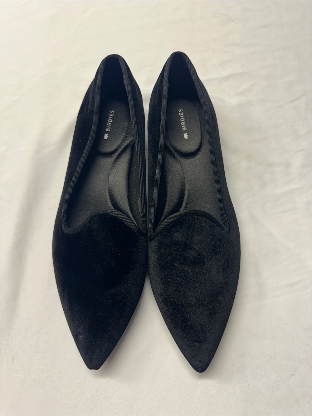 Birdies Black Velvet Pointed Flats